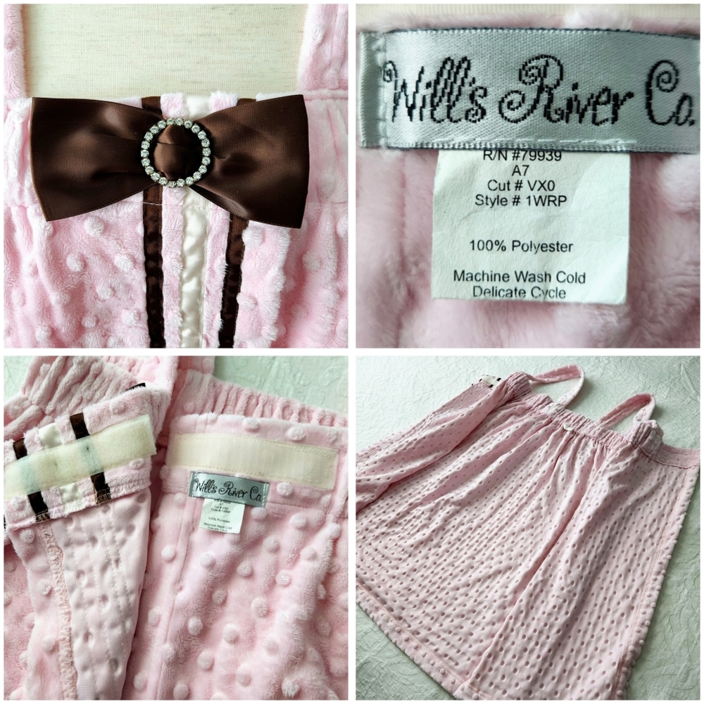 Will's River Co. Pink Cozy After Bath Wrap With Bow, Small / Medium - Picture 11 of 16